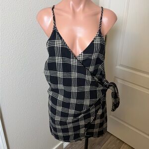 By Together Black and White Plaid Mini Dress Sz L